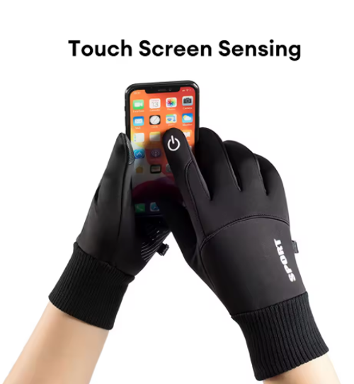 Black windproof and waterproof touch screen mobile phone cold-resistant bicycle and motorcycle gloves
