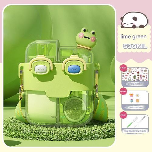 Children's water cup student large capacity portable kettle with straw plastic cup net celebrity warehouse cup