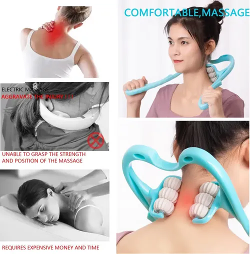 6 Wheel Pressure Point Neck Massager  Massage facilitates circulation because the pressure created by the massage technique actually moves blood through the congested areas. The release of this same pressure causes new blood to flow in. This helps alleviate sore muscles, relieves tension and fatigue.