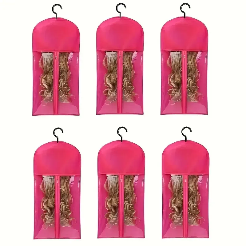 2pcs Wig Storage Set, Includes 1 Storage Bag and 1 Hooks, Portable Wig Protective Pouch, Wig Organizer Hanging Bag, Closet Storage Hanging Bag, Multiple Colors Available