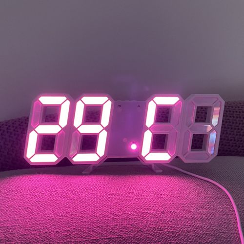 3D LED Wall Clock Modern Digital Alarm Clocks Display Home Kitchen Office Table Desk Night Wall Clock 24 or 12 Hour Display