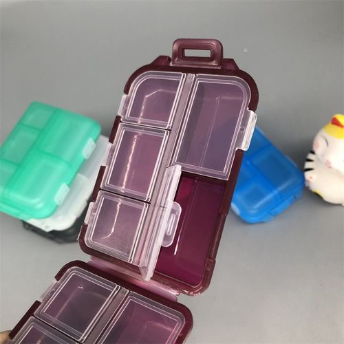 Mini one-week portable 10-grid pill box anytime double-layer tablet pill box plastic storage box