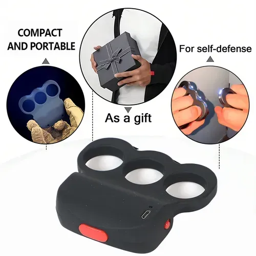 Knuckle Stun Ring Battery Electric Guard Stun Ring with Switch Compact Stun Self Defense for Women and Men