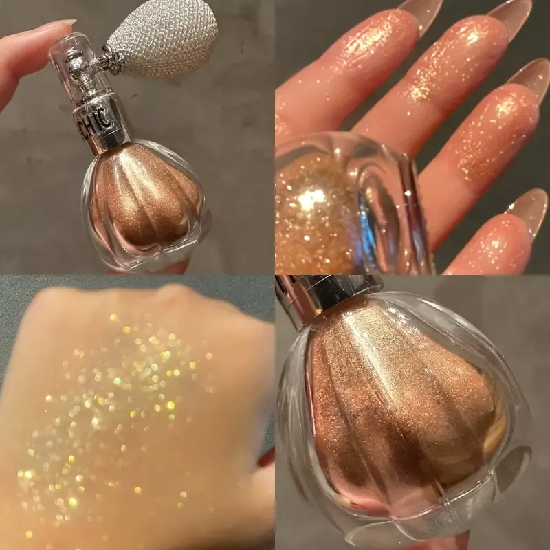 Glitter Highlighter Sprays - Pearl & Champagne Sparkle for Face, Eyes, Locks - Perfect for Stage, Bride, Music Festival, Halloween - Durable, Long-Lasting Glow