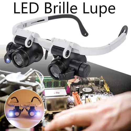 LED Glasses Magnifying Glass Head-mounted design helps free your hands to work Great magnification with 8X, 15X, 23X 2 Adjustable LED Lights Comfortable for long-term use Perfect for detailed close-up work