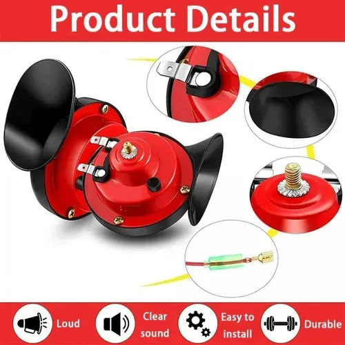 🚨110DB Train Horn—Small Size, BIG Sound!&🔥Modified 12V snail horn for motorcycles, universal 150dB tweeter, waterproof car horn🔥