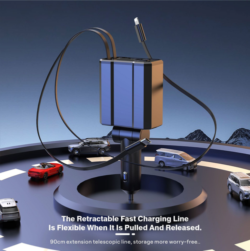 COD!!! Retractable Car Charger, starry sky ceiling projector light, 4 in 1 Fast Charging Car Charger USB-C & USB-A Compatible with iPhone 16&15&14&13&12&11,Galaxy,Pixel