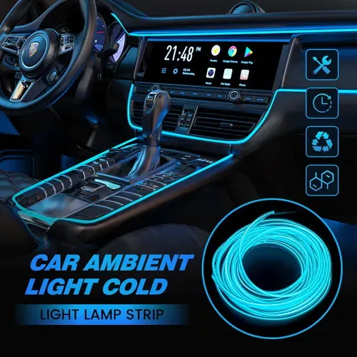 New  3 M Interior LED Decorative Strips - Cold Light Dashboard Console Car Accessories