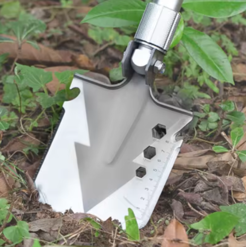 High Hardness Aluminium Alloy Shovel Outdoor Camping Thickened Folding Emergency Multifunctional Non-slip Handle Outdoor Tools