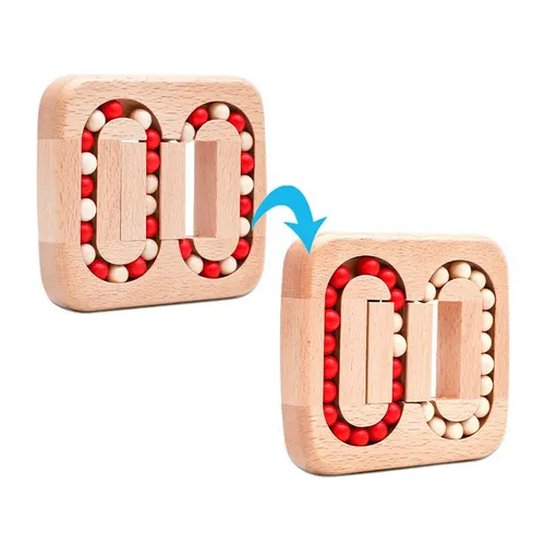 Rotating Magic Bean Fingertip Toy Wood Puzzles For Adults Kids IQ Games   Classic Wooden Beads Puzzle Game