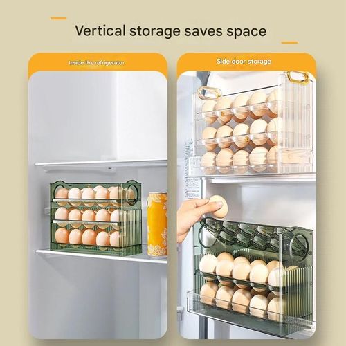 Automatic flip egg storage box refrigerator side door storage rack kitchen dedicated egg tray storage artifact duck egg box