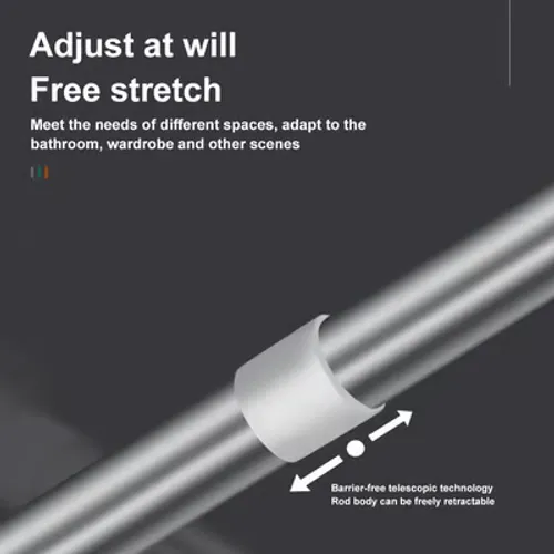 Drill-Free Adjustable Rod  Adjustable The inner rod has a spiral design. The length of the white shower curtain rod is controlled by the knob and can be adjusted to any length you want