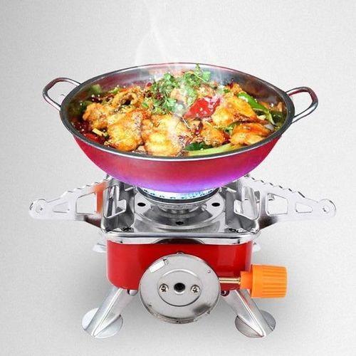 Mini Camping Stove, Compact Folding Square Gas Stove Windproof Outdoor Backpacking Hiking Picnic Gas