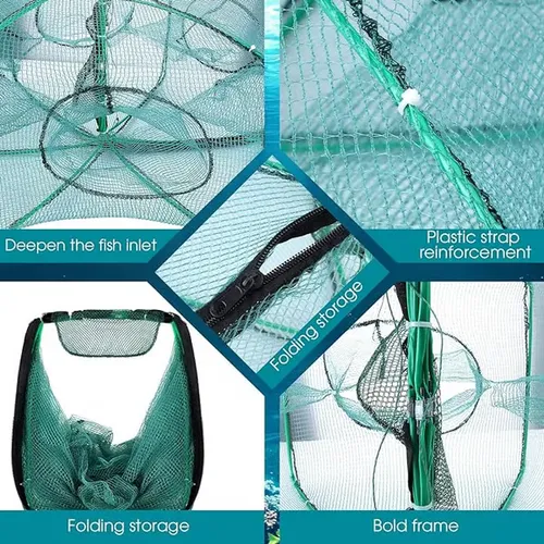 The Magic Foldable Fishing Trap Easy to use as an umbrella: Just pull the string on the top, and the net will be automatically opened which gives you the ability to catch multiple fish, bait, smelt, crab, lobster, minnows, and shrimp, all in one single cast.