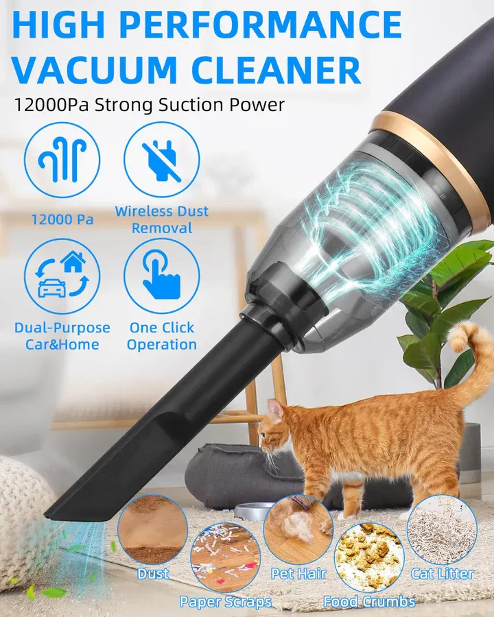 One machine for multiple uses! 3-in-1 cordless handheld vacuum cleaner, easily handles car and home cleaning