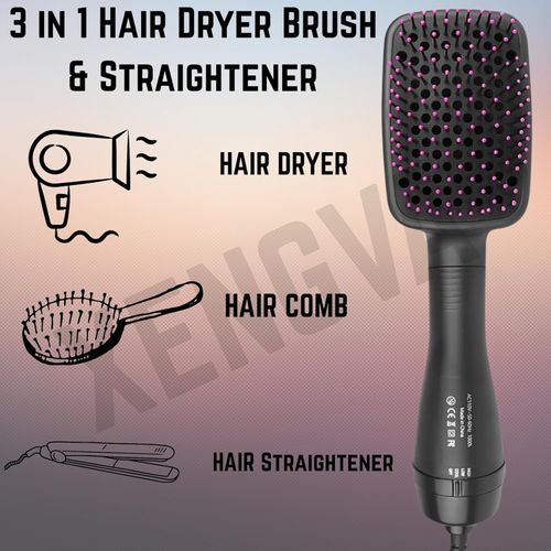 3-in-1 professional hot air comb: dry, straighten, curl and fluff in one step