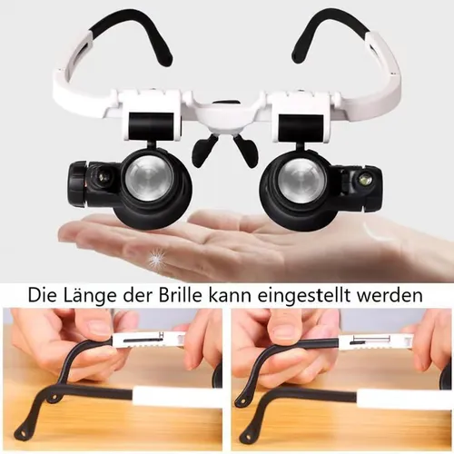 LED Glasses Magnifying Glass Head-mounted design helps free your hands to work Great magnification with 8X, 15X, 23X 2 Adjustable LED Lights Comfortable for long-term use Perfect for detailed close-up work