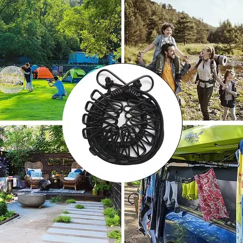 Portable clothesline for travel, camping, outdoor, indoor, tree, wall This portable travel clothesline conveniently dries your socks, undergarments, tops,swimsuit, pants, bra, towel, briefs, scarf and other clothes