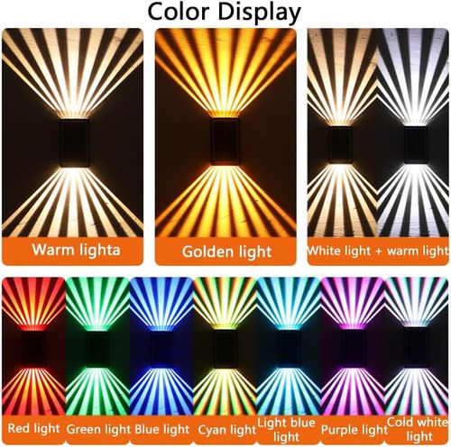 LED Solar Colorful Wall Lights Outdoor Light Waterproof,Hanging Solar Powered Fence Decorative Lights,Rgb up & down Waterproof Solar Pathway Lights Auto Dusk to Dawn(Warm light,1 pc)
