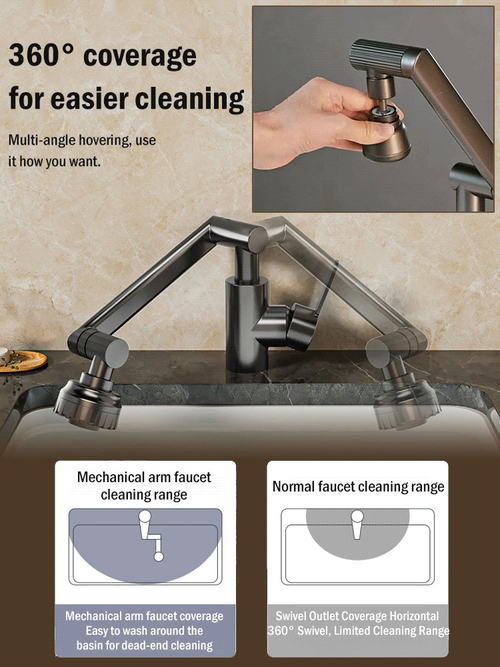 🌟 Hot sale Lucky Cat Faucet universal rotating Mechanical Arm Cold and Hot Faucet single handle wash basin faucet