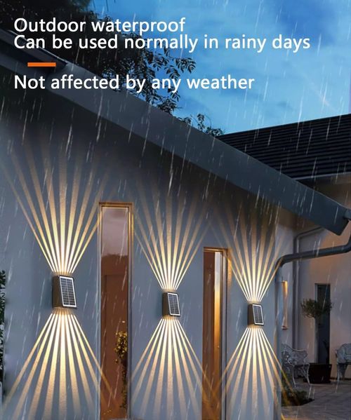 LED Solar Colorful Wall Lights Outdoor Light Waterproof,Hanging Solar Powered Fence Decorative Lights,Rgb up & down Waterproof Solar Pathway Lights Auto Dusk to Dawn(Warm light,1 pc)