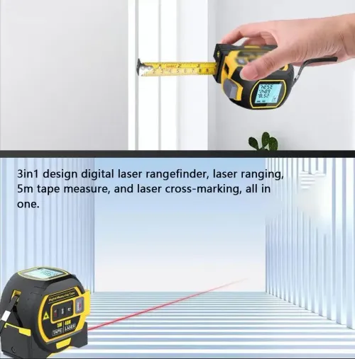 Convenient and portable 3-in-1 multi-function laser distance meter: 5m tape measure and 40m distance meter, suitable for home and construction projects