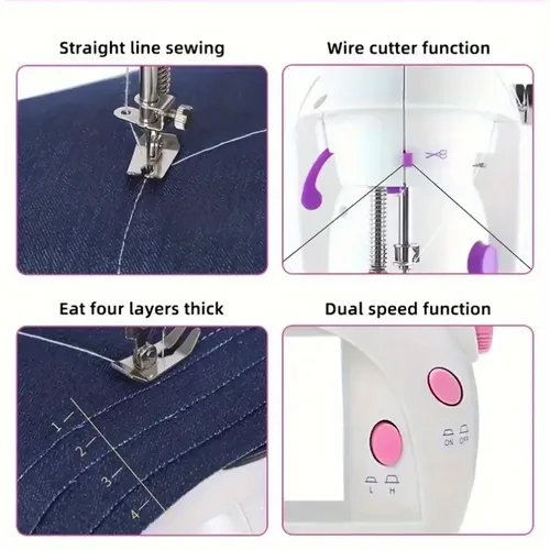 Home Mini Sewing Machine Cordless and Portable Design: Lightweight and cordless, it can be taken anywhere - perfect for home sewing, small studios or tailors on the go in Ghana.