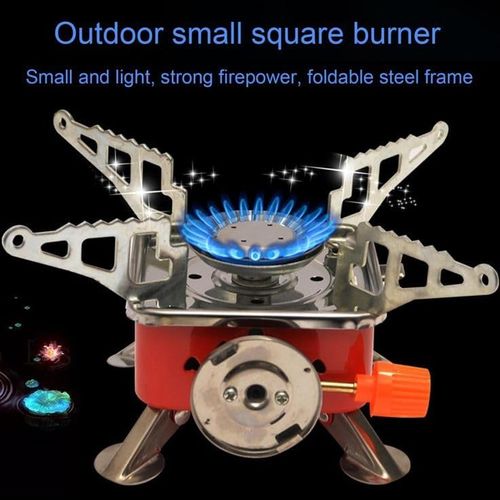Mini Camping Stove, Compact Folding Square Gas Stove Windproof Outdoor Backpacking Hiking Picnic Gas