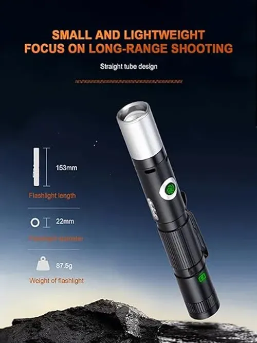 Defense Curved Flashlight, Rechargeable Tactical Flashlights, 4 Modes, High Lumens, Emergency Alarm, Multi-Color Side Lights (1PCS)