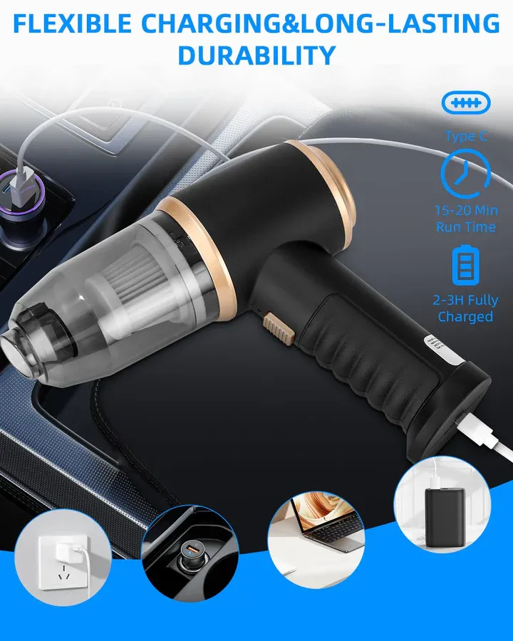 One machine for multiple uses! 3-in-1 cordless handheld vacuum cleaner, easily handles car and home cleaning