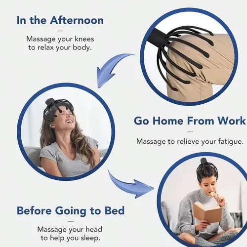 1pc head massager, USB rechargeable octopus-shaped massage device with 360° multi-claw vibration, portable massage tool, claw design, suitable for home use