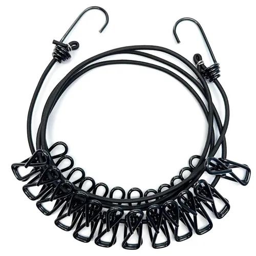 Portable clothesline for travel, camping, outdoor, indoor, tree, wall This portable travel clothesline conveniently dries your socks, undergarments, tops,swimsuit, pants, bra, towel, briefs, scarf and other clothes