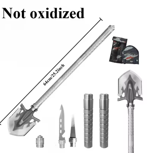 High Hardness Aluminium Alloy Shovel Outdoor Camping Thickened Folding Emergency Multifunctional Non-slip Handle Outdoor Tools