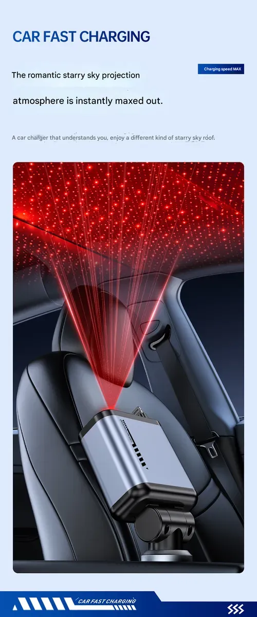 COD!!! Retractable Car Charger, starry sky ceiling projector light, 4 in 1 Fast Charging Car Charger USB-C & USB-A Compatible with iPhone 16&15&14&13&12&11,Galaxy,Pixel