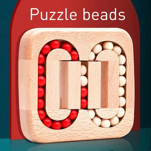 Rotating Magic Bean Fingertip Toy Wood Puzzles For Adults Kids IQ Games   Classic Wooden Beads Puzzle Game
