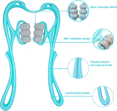 6 Wheel Pressure Point Neck Massager  Massage facilitates circulation because the pressure created by the massage technique actually moves blood through the congested areas. The release of this same pressure causes new blood to flow in. This helps alleviate sore muscles, relieves tension and fatigue.