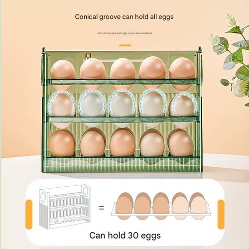Automatic flip egg storage box refrigerator side door storage rack kitchen dedicated egg tray storage artifact duck egg box