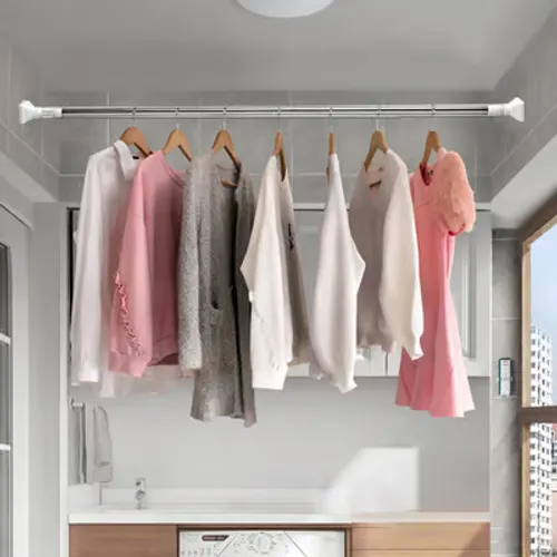 Drill-Free Adjustable Rod  Adjustable The inner rod has a spiral design. The length of the white shower curtain rod is controlled by the knob and can be adjusted to any length you want