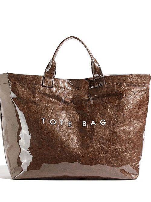 Women's PVC Tote Handbags Shoulder Bag Winter Fall Fashion Kraft Paper Tote Bag Y2K Large Shopping Bag