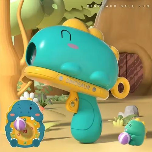 Kids Cartoon Dinosaur Sticky Ball Gun Toys Catapult Target Dart Board Shoot Sport Softball Interactive for Boys Girls Gift
