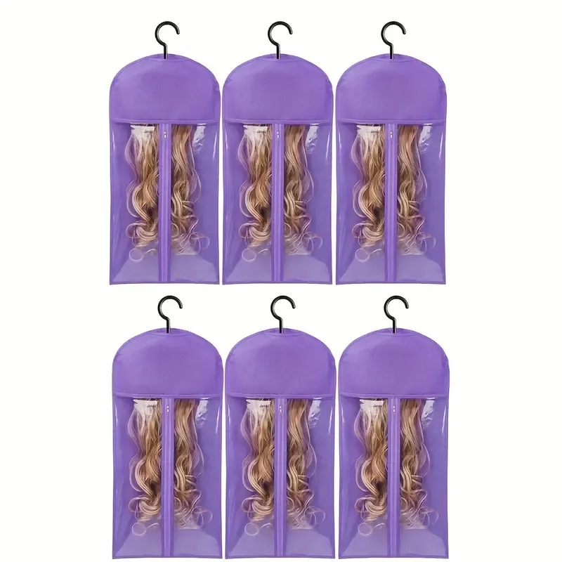 2pcs Wig Storage Set, Includes 1 Storage Bag and 1 Hooks, Portable Wig Protective Pouch, Wig Organizer Hanging Bag, Closet Storage Hanging Bag, Multiple Colors Available