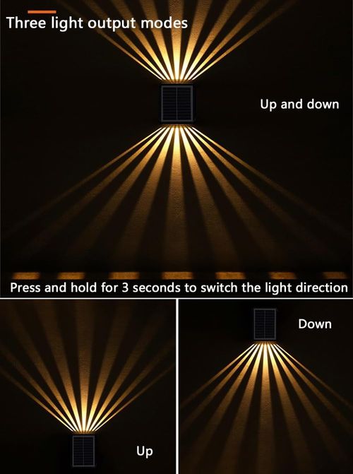 LED Solar Colorful Wall Lights Outdoor Light Waterproof,Hanging Solar Powered Fence Decorative Lights,Rgb up & down Waterproof Solar Pathway Lights Auto Dusk to Dawn(Warm light,1 pc)
