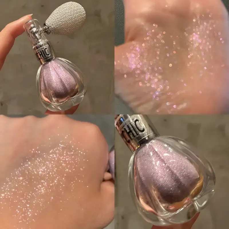 Glitter Highlighter Sprays - Pearl & Champagne Sparkle for Face, Eyes, Locks - Perfect for Stage, Bride, Music Festival, Halloween - Durable, Long-Lasting Glow