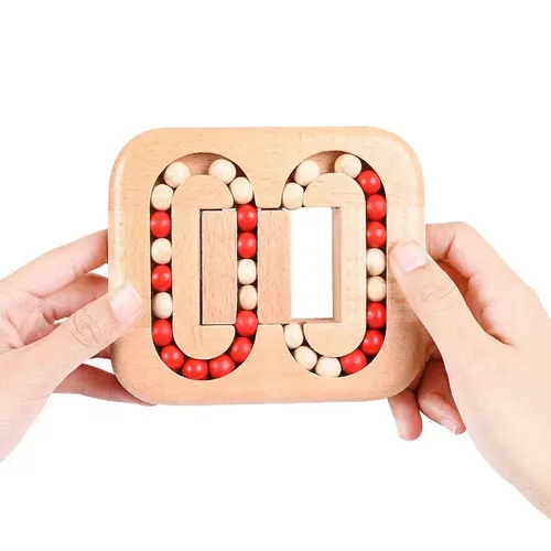 Rotating Magic Bean Fingertip Toy Wood Puzzles For Adults Kids IQ Games   Classic Wooden Beads Puzzle Game