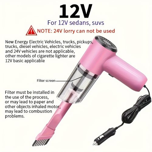 Car vacuum cleaner for both car and home use, high power, portable handheld design, strong suction power, suitable for car interior cleaning