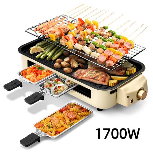 Smokeless Indoor Electric BBQ Griddle Stainless Steel with Removable Nonstick Plate Dishwasher Safe Ideal Christmas Gift