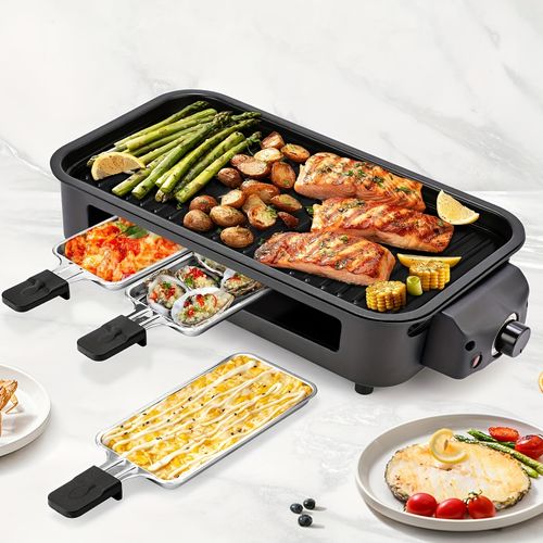 Smokeless Indoor Electric BBQ Griddle Stainless Steel with Removable Nonstick Plate Dishwasher Safe Ideal Christmas Gift