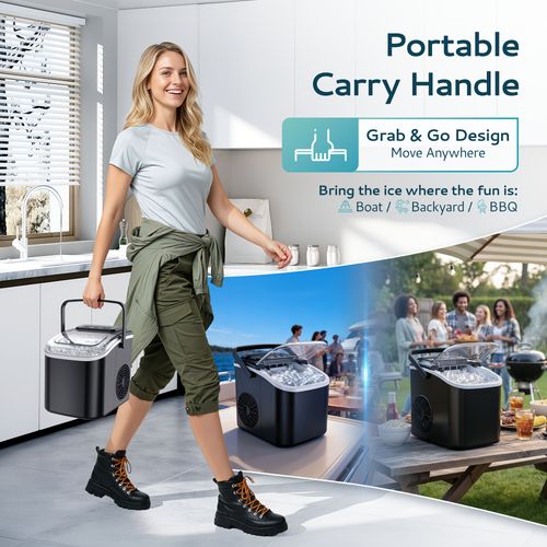 Portable Household Ice Maker Auto Clean Dual Ice Sizes Fast Ice Production Kitchen Camping Barbecue Use 9 Cubes In 8 Minutes