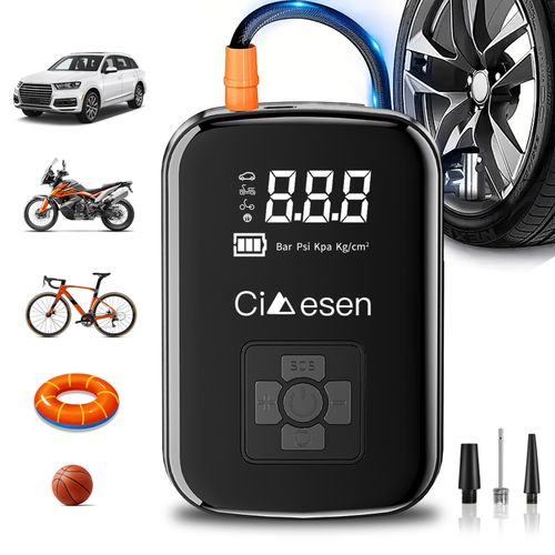 1pc Tire Inflator Portable Air Compressor, Fast Cordless Air Pump, Digital Display With Multi-function Nozzle Adapter And Long-lasting Lithium Battery For Car Motorcycle Bicycle Tire Ball, Auto Parts