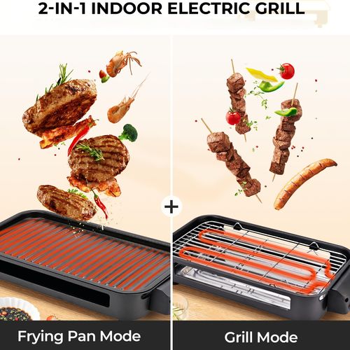 Smokeless Indoor Electric BBQ Griddle Stainless Steel with Removable Nonstick Plate Dishwasher Safe Ideal Christmas Gift